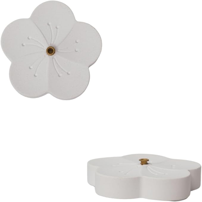 Incense Holder for Sticks with 0.3cm Holes - Cherry Blossom Design Portable Ash Catcher & Burner for Desk, Office, Tea Room, The “Four Seasons Floral” Series