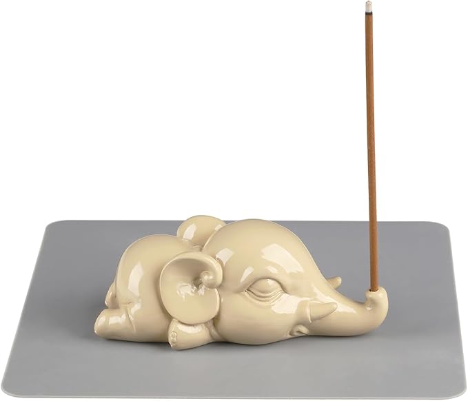 Cacukap Cute Elephant Incense Burner, Incense Holder for Sticks, Elephant Theme Incense Tray, Adorable Home Decoration, Unique Gifts Idea for Elephant Lover
