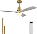 Sofucor Ceiling Fans with Lights and Remote, 52 Inch Low Profile Indoor/Outdoor Ceiling Fan with Light, Reversible DC Motor, 6 Speeds, Solid Wood 3 Blades Ceiling Fans for Bedroom Living Room Patio