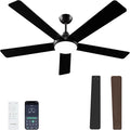 60 Inch Ceiling Fans with Lights and Remote/App Control: Black Ceiling Fan with Light, Quiet Reversible DC Motor, Dimmable Tri-Color LED, Modern Ceiling Fan for Bedroom/Patio, Indoor/Outdoor