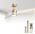52 Inch High CFM Modern White Gold Ceiling Fan with Light and Remote | Quiet DC Motor, 3-Color Dimmable LED with Memory, Reversible, 6 Speeds, Indoor Ceiling Fan for Bedroom Living Room