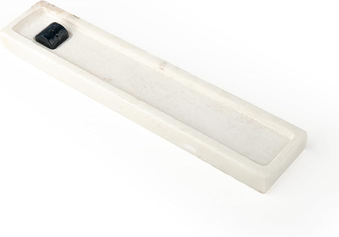 Marble Incense Holder Elegant Aromatherapy Accent Agarbatti Stand for Home Office Spa and Gifting (White Rectangular)