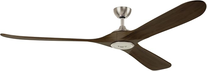 KICHLER Mylo 80 in Ceiling Fan with Light, 6-Speed Remote Control Modern Indoor Outdoor Damp Rated Fan with Satin Etched Cased Opal Glass in Brushed Nickel, 310580NI