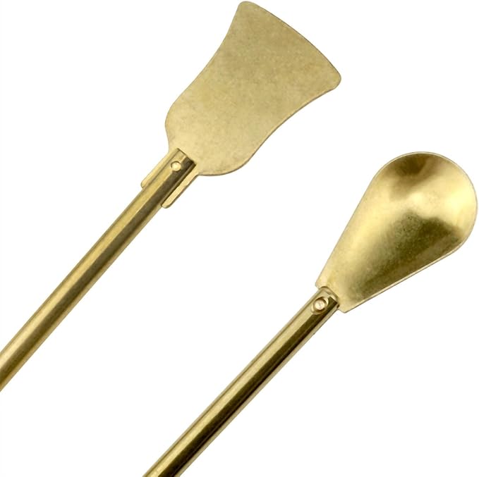 Lovelysp Incense Tool Set Incense Equipment Copper Spoon and Shovel for Incense Burner Copper Incense Spoon Incense Shovel Incense Burner Accessories -2 PCS, Yellow, LS-2401027204