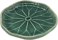 Tiny 4" Dark Green Lotus Leaf Shaped Tray - Handmade Ceramic Porcelain Decorative Plate Dish Catchall Miniature Container for Jewelry Personal Items Incense Holders Trays Décor Gifts