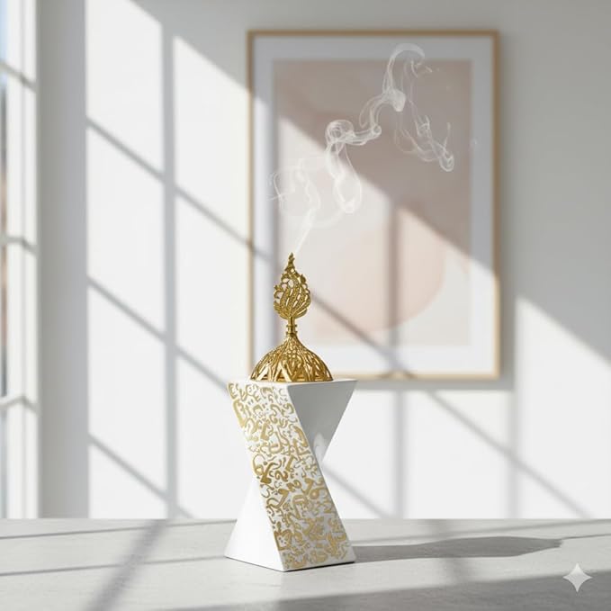 Charcoal Incense Burner, Frankincense Resin Incense Burner, Incense Burner for Yoga, Spa Aromatherapy，Office & Home Decor Gifts Bakhoor Burner (8.26 inch / 21 cm Height)