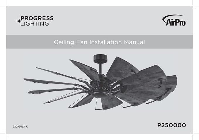 Progress Lighting Springer Collection DC Motor Farmhouse Windmill Ceiling Fan, Antique Nickel, 12-Blade (60" W x 17-3/8" H) P250000-081
