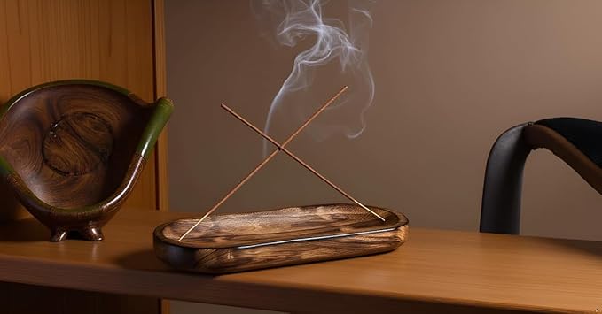 Incense Holder-Incense Burner/Ash Catcher-Handmade Wooden Incense Stick Tray Home- Meditation & Yoga Great Gift Table Décor (11"x 4" Inch)