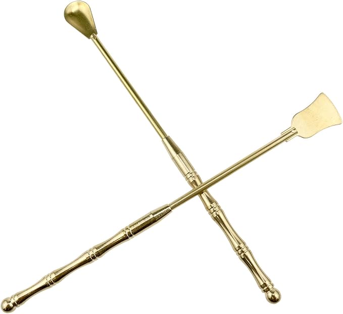 Lovelysp Incense Tool Set Incense Equipment Copper Spoon and Shovel for Incense Burner Copper Incense Spoon Incense Shovel Incense Burner Accessories -2 PCS, Yellow, LS-2401027204