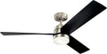 KICHLER Spyn 52 in. Integrated LED Indoor Brushed Nickel Downrod Mount Ceiling Fan with Light Kit and Wall Control 300275NI