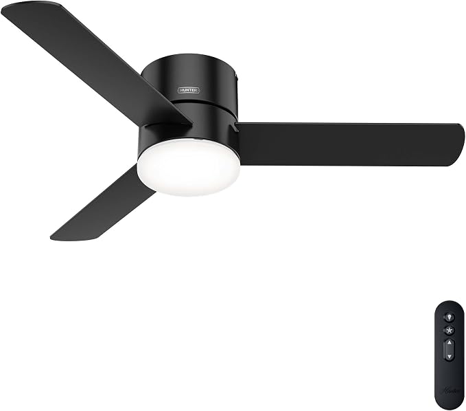 Hunter Minimus, Indoor, Ceiling Fan, with LED Light, 52 inch, Matte Black