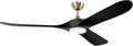 KICHLER Mylo 70 in Modern Ceiling Fan with Light and Remote Control, 6-Speed Damp Rated Fan with Satin Etched Cased Opal Glass and Jet Black Wood Blades in Champagne Bronze, 310570CPZ