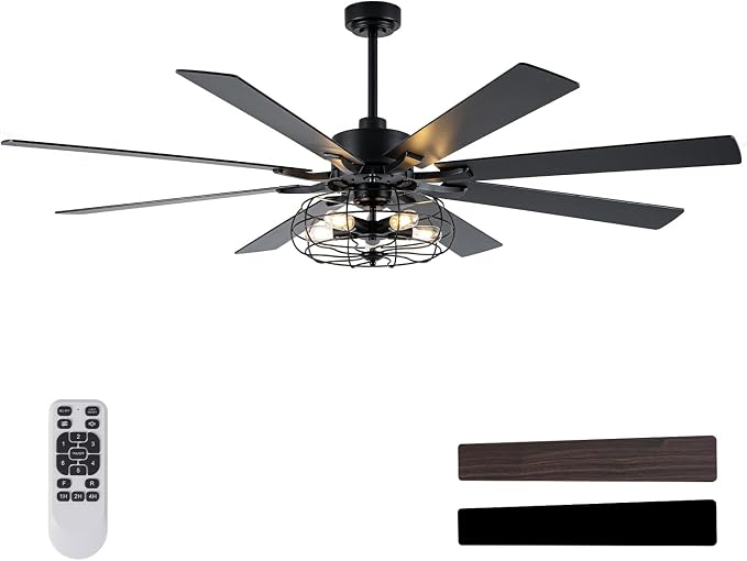 Bella Depot 72 Inch Large Farmhouse Ceiling Fan Industrial Big Chandelier Ceiling Fan with Light, 6-Speed, Reversible, Timing Option - Ideal for Bedroom, Living Room, Covered Patio