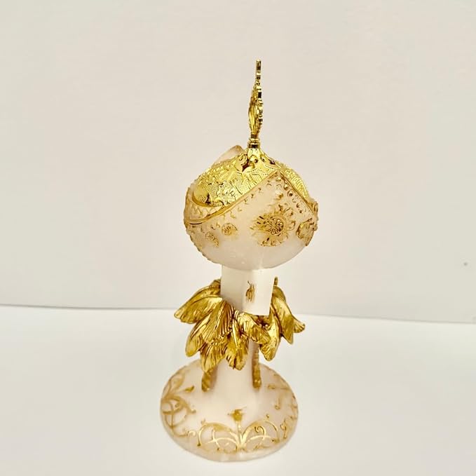 Premium Bakhoor Burner Gold/White – Elegant Decorative Incense Holder for Home & Ramadan Use (Flower Gold)