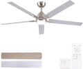 60 Inch Downrod Brushed Nickel Ceiling Fan with Light & Remote, ETL Listed | 6 Speed, Quiet DC Motor, 3-Level Timer Function, 3 Color Temperature, Forward/Reserve For all Seasons, Indoor/Covered Outdoor