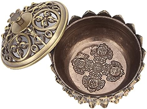 Metal Incense, Anti Corrode Zinc Alloy Material Vintage Lotus Incense Holder Sandalwood for Home Decoration Meditation(Bronze)