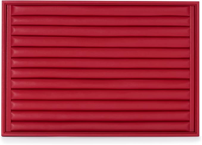 Oirlv Red Leather Ring Display Tray | Leather Exterior, Soft Microfiber Interior, Ring Tray with Cushioned Slots, Perfect for Jewelry Display and Storage