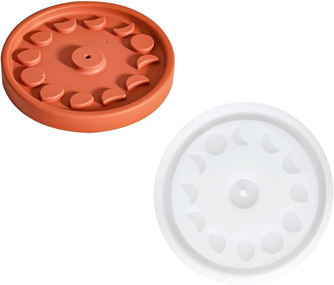 BOOWAN NICOLE Silicone Concrete Incense Holder Molds Sun and Moon Cement Aromatherapy Incense Tray Mould DIY Decoration Tool (SH0914)