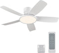 VONLUCE 42 Inch Ceiling Fan with Lights, Quick Install Ceiling Fan and Remote, 6-Speeds Noiseless Reversible DC Motor, 3CCT, Modern Ceiling Fan for Bedroom Living Room Kitchen, White