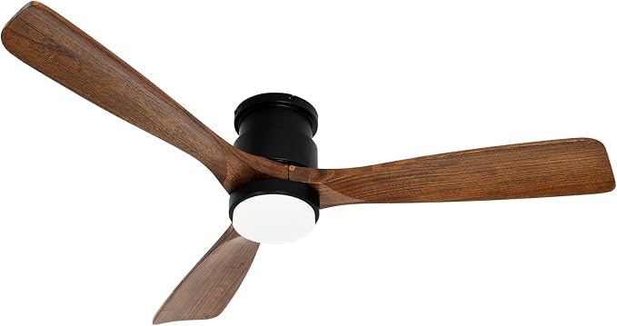 52 Inch Ceiling Fan with Lights Remote, Amber Solid Wood Ceiling Fan