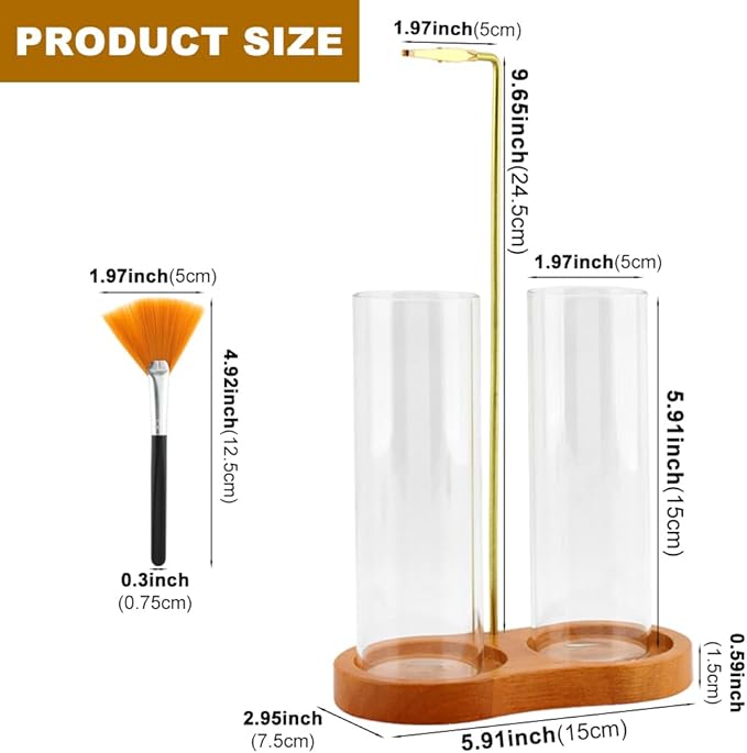2 in 1 Incense Holder for Sticks with Glass Ash Catcher, Incense Sticks Organizer Anti-Ash Flying Inscents Stick Holder for Yoga Spa Meditation Home Decor(Color:Wood)