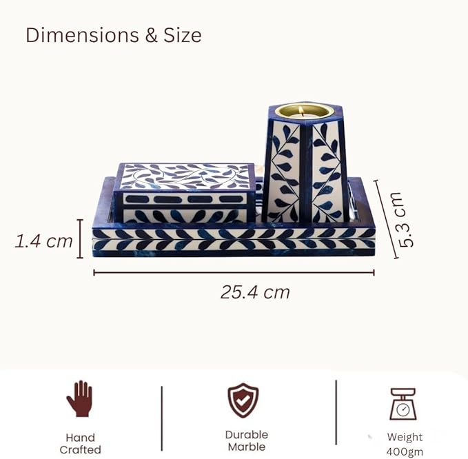 RITUALISTIC Bakhoor Set Perfect for Home fragrances Stylish Home décor | Traditional dhoop Dhani | Puja Essentials | Arabic Incense Holder with Storage and Multipurpose Tray | Blue