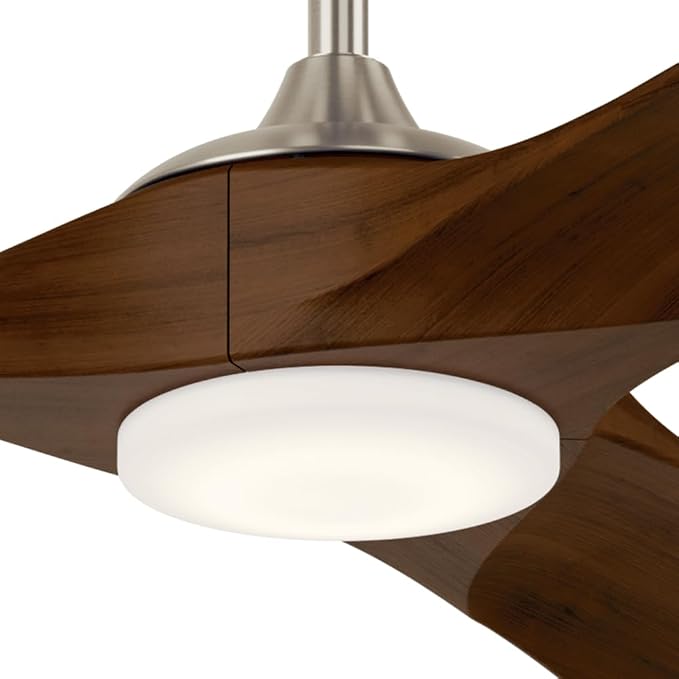 KICHLER Mylo 70 in Modern Ceiling Fan with Light, Brushed Nickel with Natural Walnut Wood Blades, 6-Speed Remote Control and Satin Etched Cased Opal Glass, 310570NI