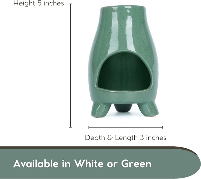 Mini-Chiminea Palo Santo Holder, Handcrafted Ceramic Incense Holder Burner and Ash Catcher for Palo Santo Sticks or Incense, Unique Home Decor (Green)