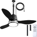 Amico 36 Inch Outdoor Ceiling Fans with Lights for Patios, IP65 Waterproof Gazebo Fan Remote Control,3CCT, 6 Speeds, Hook Hanging Plug in Ceiling Fan for Patio Porch Pergola Garage Canopy (Black)