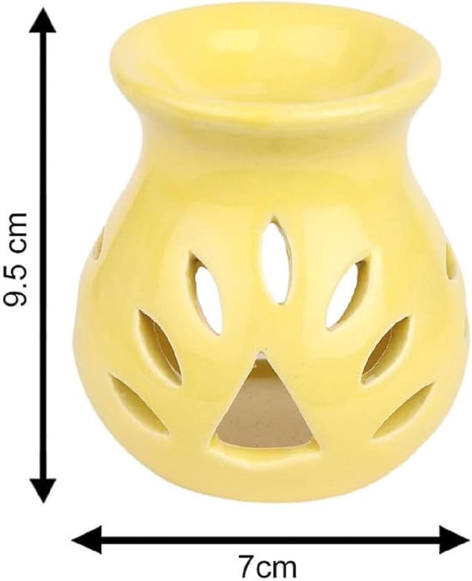 Ceramic Essential Oil Burner Wax Melt Burners |Aromatherapy| Ceramic Oil Diffuser| Candle Tealight Holder (Set of 1) Home Bedroom Decor Christmas Housewarming Gift, Yellow