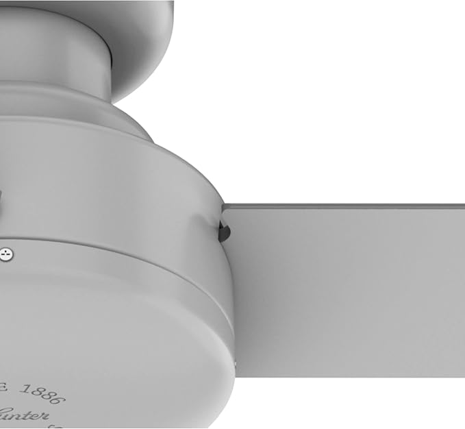 Hunter Presto, Indoor, Ceiling Fan, No Light, Modern, 44 inch, Dove Grey | Low Profile Mount, Wall Control, 3 Blades, For Bedroom, Living Room, Kitchen, 52404