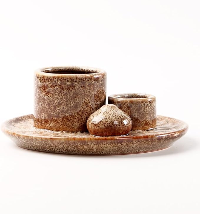 Comeon Ceramic Incense Stick Holder,Home Yoga 3 in 1 Incense Burner Sage Holder for Burning (White Color Leopard Pattern)
