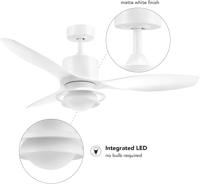 Globe Electric Oswald 48 in. Smart Ceiling Fan with LED Light, Energy Saving, Reversible Airflow, Remote Control, Whisper Quiet DC Motor, 6 Speeds, White