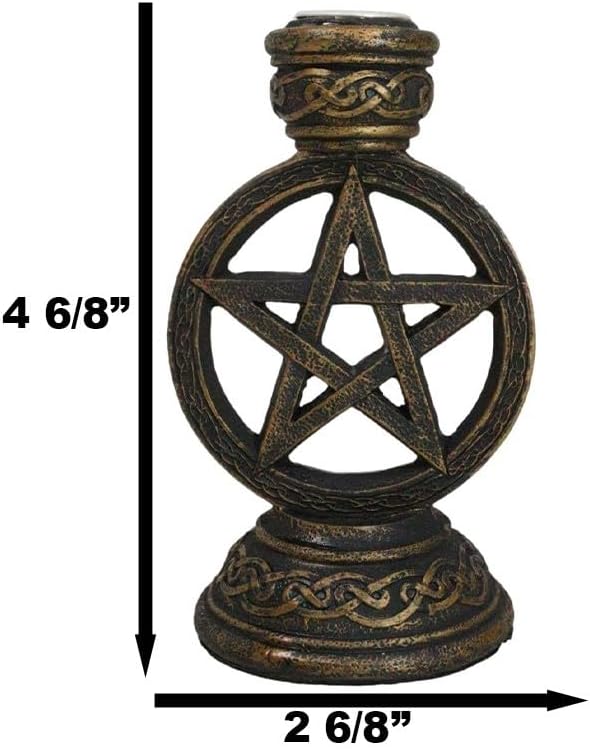 Ebros Gift Witchcraft Wicca Sacred Pentacle Pentagram Circle with Celtic Knotwork Backflow Incense Cone Burner Holder Figurine Halloween Occult Mystical Home Aromatherapy Accessory