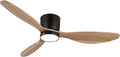 reiga 52" Natural Wood Flush Mount Ceiling Fan with Light, Quiet DC Motor | 3 solid wood blades, reversible silent motor; dimmable 3CCT LED light, remote timer for bedroom & mid-century indoor spaces