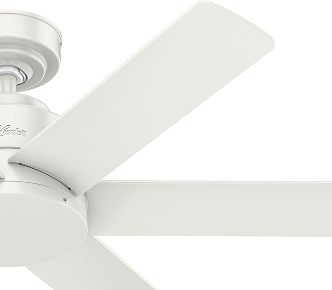 Hunter 44 inch Outdoor or Indoor Ceiling Fan No Light - White Ceiling Fan without Light, For Patio, Porch, Garage, or Living Room, Standard Mount, 6 Blades, Wall Control - Kennicott 59614, Fresh White
