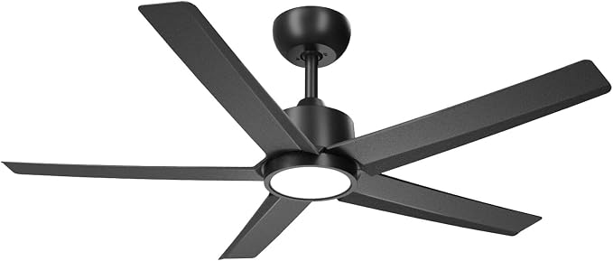 ocioc 44" Ceiling Fans with Lights, Black Ceiling Fan with LED Light and Remote, Reversible Airflow, 6 Speeds, Timer, Dimmable, Modern Ceiling Fan for Bedroom, Living Room