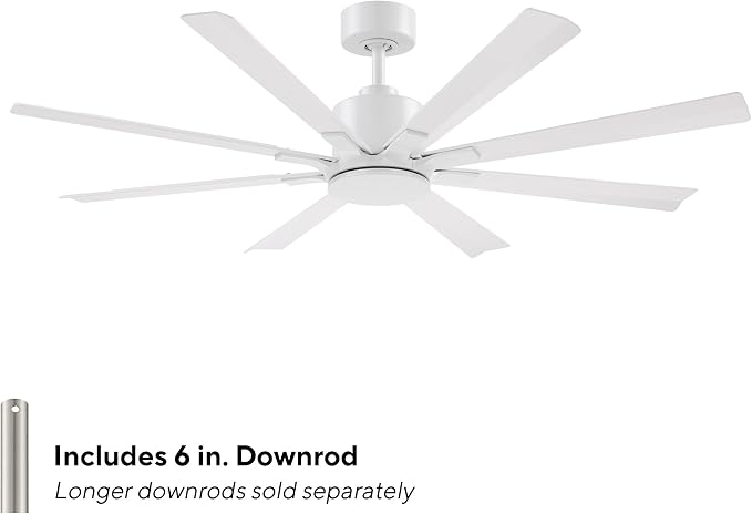 Modern Forms Size Matters Indoor and Outdoor 8-Blade 56in Smart Ceiling Fan in Matte White with Remote Control
