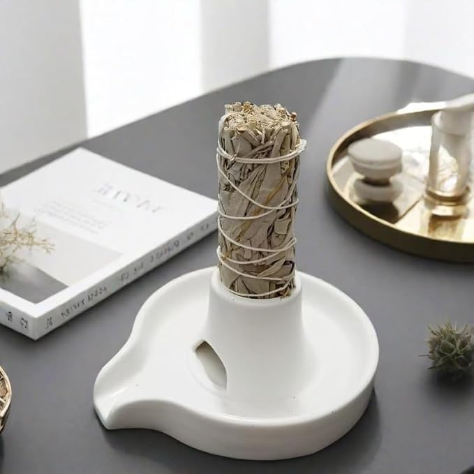 Palo Santo Holder Incense Holder Three-in-one Function Multipurpose Meditation Accessory for White Sage Palo Santo Stick White