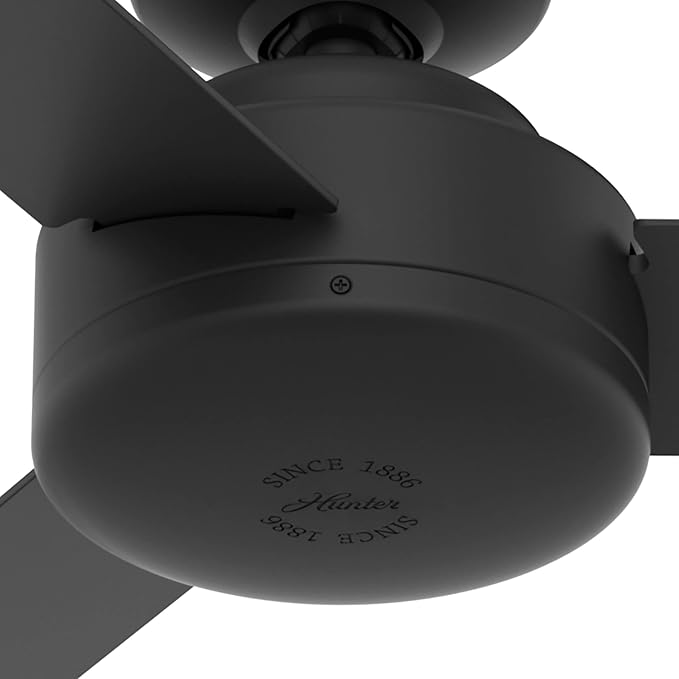 Hunter Presto, Indoor, Ceiling Fan, No Light, Modern, 52 inch, Matte Black | Standard Mount, Wall Control, 3 Blades, For Bedroom, Living Room, Kitchen, 50810