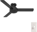 Hunter Presto, Indoor, Ceiling Fan, No Light, Modern, 44 inch, Matte Black | Low Profile Mount, Wall Control, 3 Blades, For Bedroom, Living Room, Kitchen, 52401