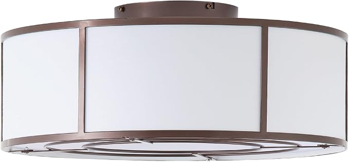 hummingbird 20inch Low Profile Caged Ceiling Fans with Lights, Flush Mount Ceiling Fan with Lights and Remote, Bladeless Modern Enclosed with 6 Speeds for Bedroom, Kitchen, Brown