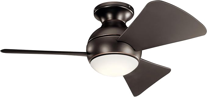 Kichler 330150OZ 34 Inch Sola Ceiling Fan LED, 3 Speed Wall Control, Olde Bronze Finish with Olde Bronze Blades.