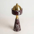 Sissi & yaya Marble Incense Burner with Brass Cover, 11 x 3.8 inches, Multi-Purpose Holder for Cones, Coils and Sticks (Dark Brown)