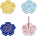 OLYCRAFT 4pcs Cherry Blossom Ceramic Incense Stick Holder 1.8x1.9 Inch Porcelain Sakura Incense Holder 8mm Thick Japanese Flower Incense Stick Tray Incense Burner Holder for Home Desktop Decor-4 Color