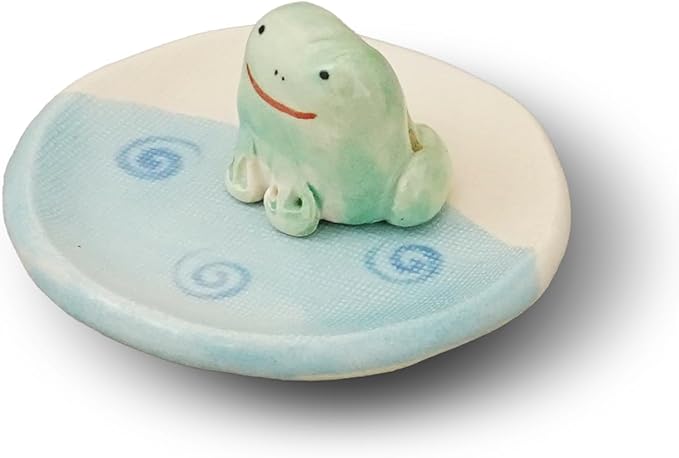 Charming Animal Series Ceramic Incense Holder, Japanese Pottery, Perfect for Relaxation and Concentration, Made in Japan (Frog)