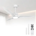 52 Inch Quiet White Ceiling Fan with Lights and Remote, Morden 3 Blades Large Airflow Ceiling Fan, Dimmable LED Light for Bedroom, Living Room