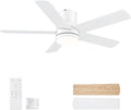 42 Inch Flush Mount White Ceiling Fan with Light and Remote | 6-Speed Quiet Reversible DC Motor, Dimmable 3CCT LED, 3 Timing Settings, 5-Blade Modern Design, Indoor or Covered Outdoor Use