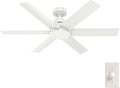 Hunter 52" Kennicott Indoor/Outdoor Ceiling Fan, Wall Control, Fresh White | SureSpeed high velocity airflow and no-light design suit covered patios, porches, bedrooms, or living rooms with easy setup.