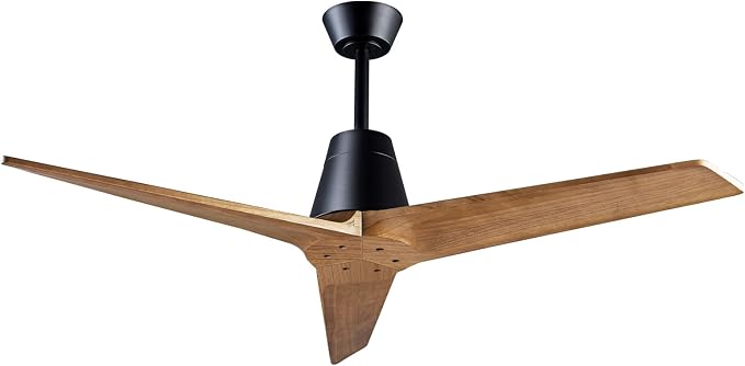 52 Inch Solid Wood 3 Blades Outdoor Ceiling Fan No Light DC Remote Control | solid sycamore blades, reversible dc motor, 6-speed timer remote, no light, for bedroom patio indoor outdoor spaces